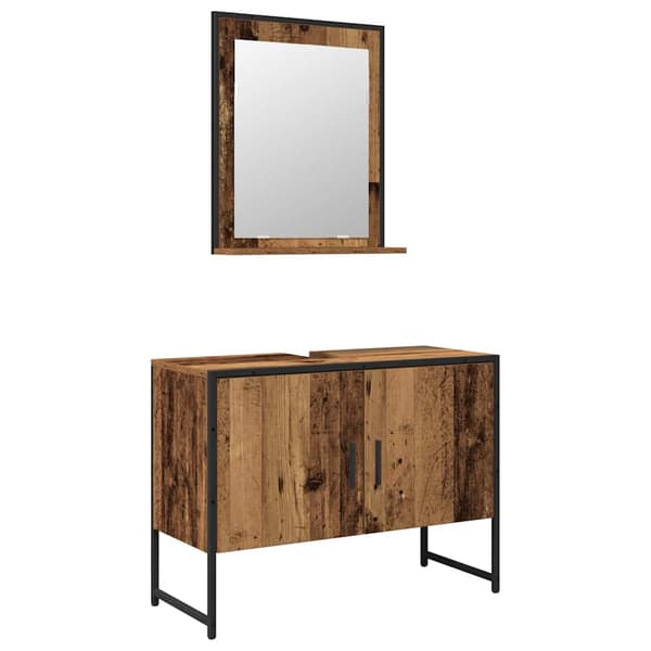 vidaXL Badrumsmöbelset Väggmonterad 2 pcs Brun Konstruerat trä