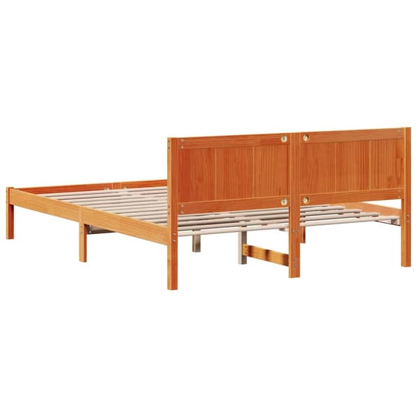 vidaXL Sängram Brun 140 x 200 cm Massivt tallträ