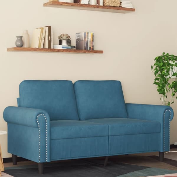 vidaXL 2-sitssoffa blå 120 cm sammet