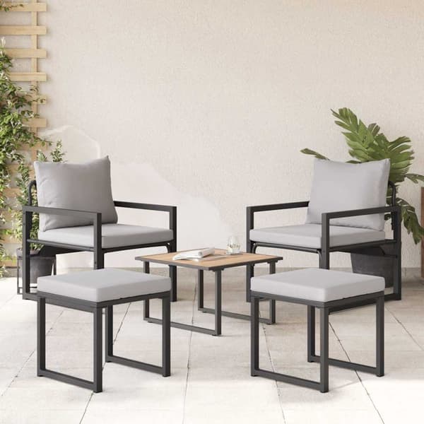 vidaXL Trädgårdsmöbler med kudde med kudde 4 pcs Ljusgrå Polyester