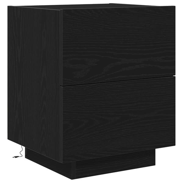 vidaXL Sängbord Svart ek Massiv ek Medium Sängbord Rektangulär