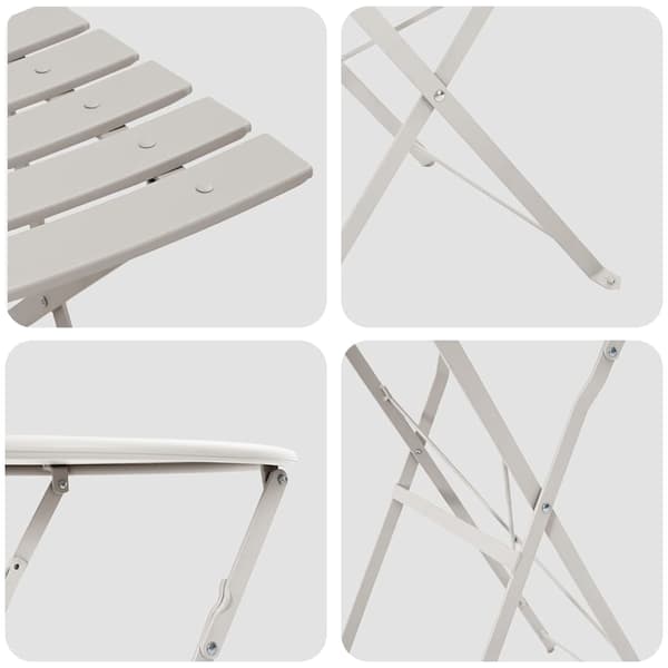 vidaXL Sammenleggbart Bistrosett 3 pcs Beige Stål