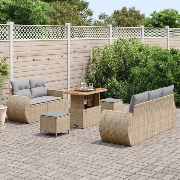 vidaXL Trädgårdsoffset 8 pcs Beige konstrotting