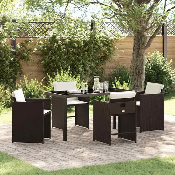 vidaXL Hage Spisegruppe 5 pcs Brun polyrotting