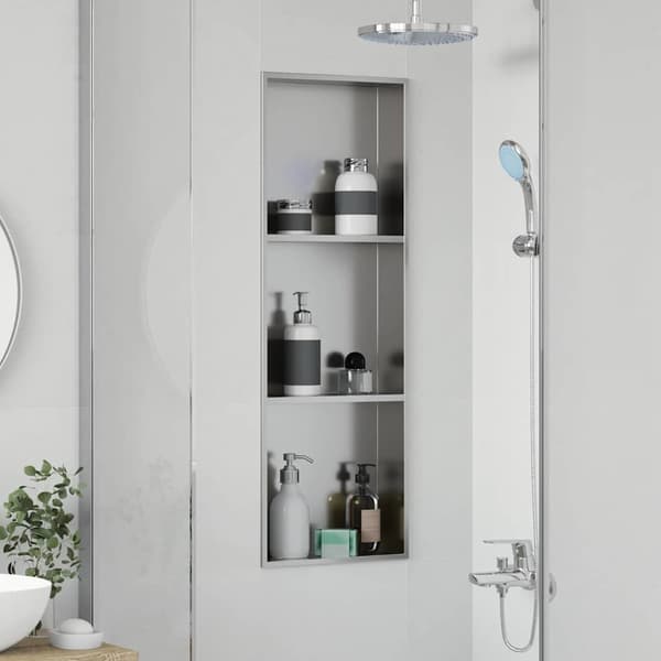 vidaXL Dusjniche sølv 90 x 30 x 9,5 cm Rustfritt Stål