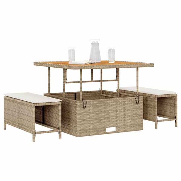 vidaXL Trädgårdsmöbelset Beige konstrotting