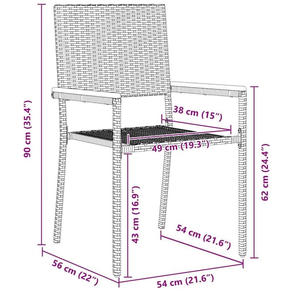 vidaXL Hage Spisegruppe 11 pcs Svart polyrotting