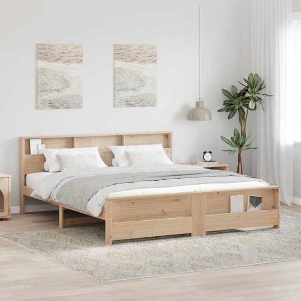 vidaXL Sengestamme med hodegjerde Brun 200 x 200 cm Konstruert tre