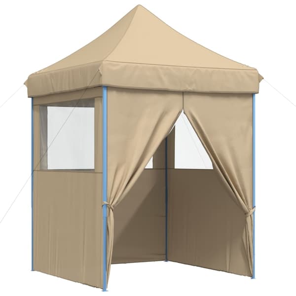 vidaXL Sammenleggbart partytelt pop-up med 4 sidevegger beige