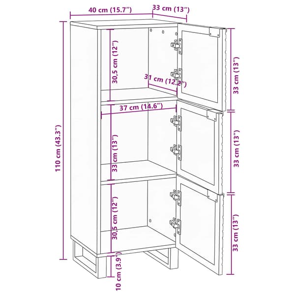 vidaXL Highboard Brun 40 x 33 x 110 cm heltre mango