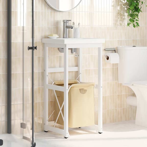 vidaXL Badehylle hvit 40x38x83 cm jern