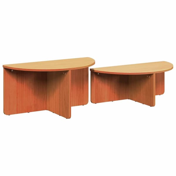 vidaXL Kaffebord 2 pcs Vokset Brun Heltre furu