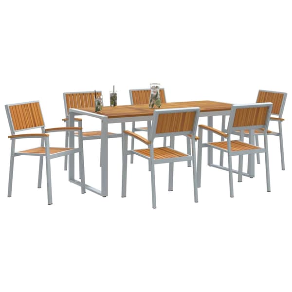 vidaXL Hage Spisegruppe 7 pcs Grå Solid akasietre