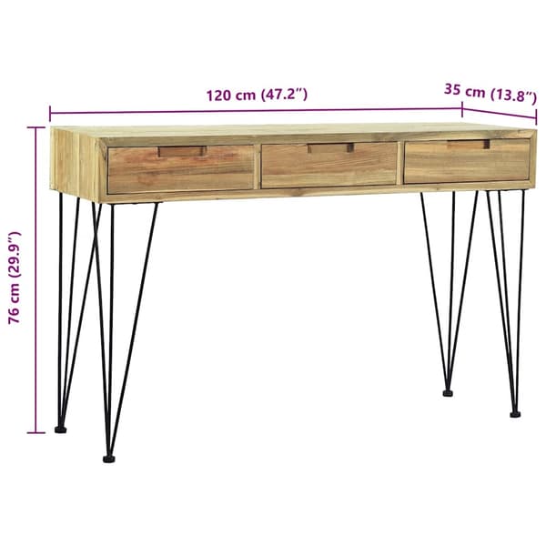 vidaXL Konsollbord 120x35x76 cm massiv teak