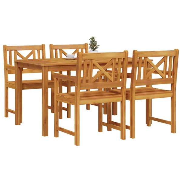 vidaXL Hage Spisegruppe 5 pcs Brun Solid akasietre