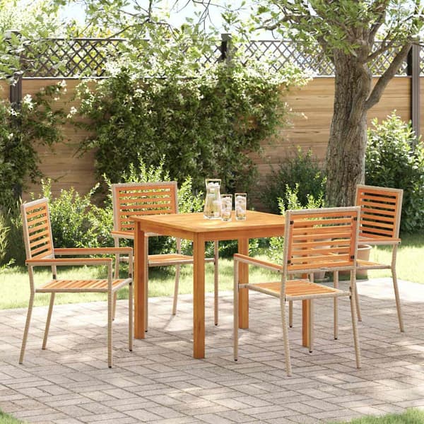 vidaXL Hage Spisegruppe 5 pcs Beige Solid akasietre