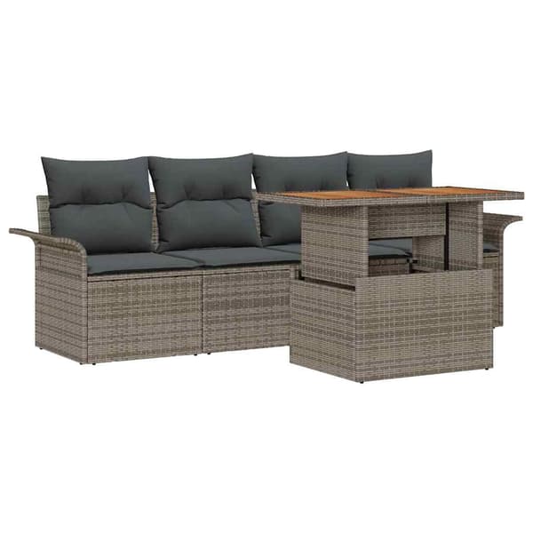 vidaXL Trädgårdsoffset med lagring 5 pcs Grå Poly rattan