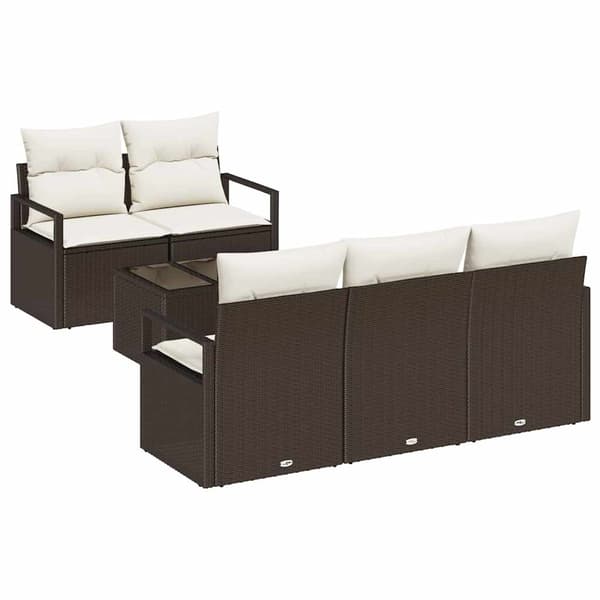 vidaXL Soffset 6 pcs Brun och Kräm konstrotting