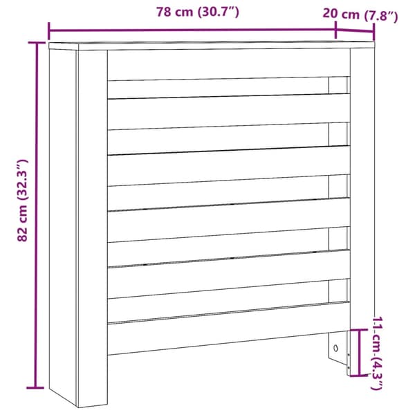 vidaXL Elementskydd svart 78x20x82 cm konstruerat trä