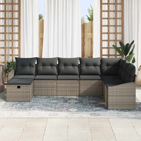 vidaXL Soffset med kudde 9 pcs konstrotting