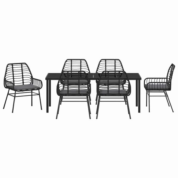 vidaXL Trädgårdsmöbelset 7 pcs Svart konstrotting