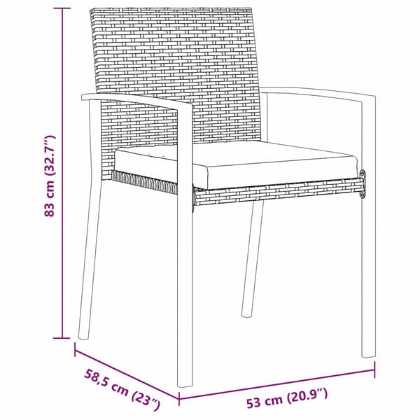 vidaXL Trädgårdsmöbelset 6 pcs Grå Pulverlackerat stål