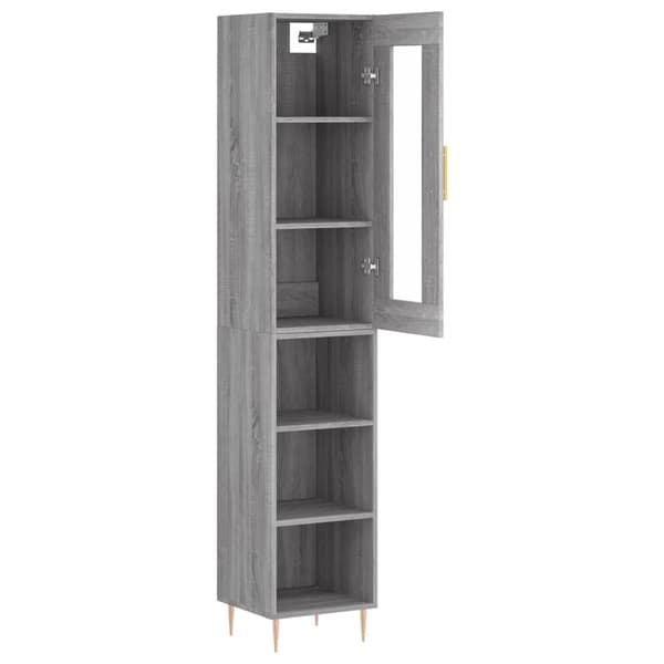 vidaXL Highboard grå sonoma 34,5x34x180 cm konstruert tre