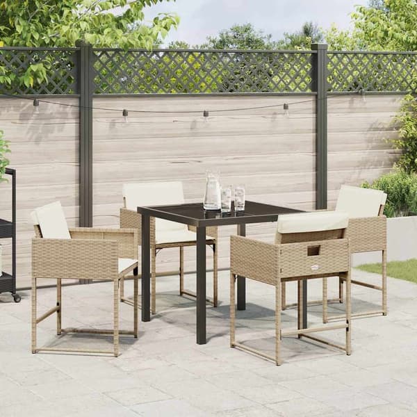 vidaXL Hage Spisegruppe 5 pcs Beige polyrotting