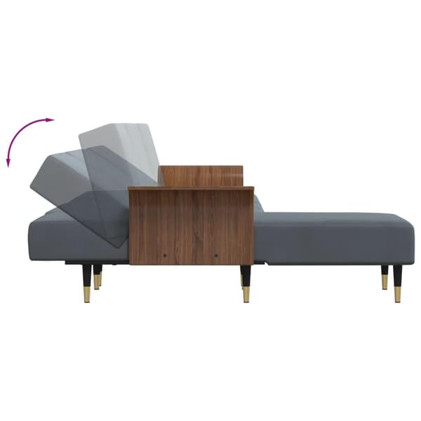 vidaXL L-formad bäddsoffa mörkgrå 279x140x70 cm sammet