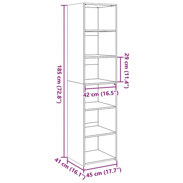 vidaXL Highboard hvit 45x41x185 cm konstruert tre