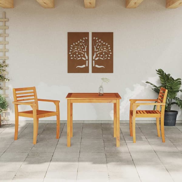vidaXL Hage Spisegruppe 3 pcs Brun Solid akasietre