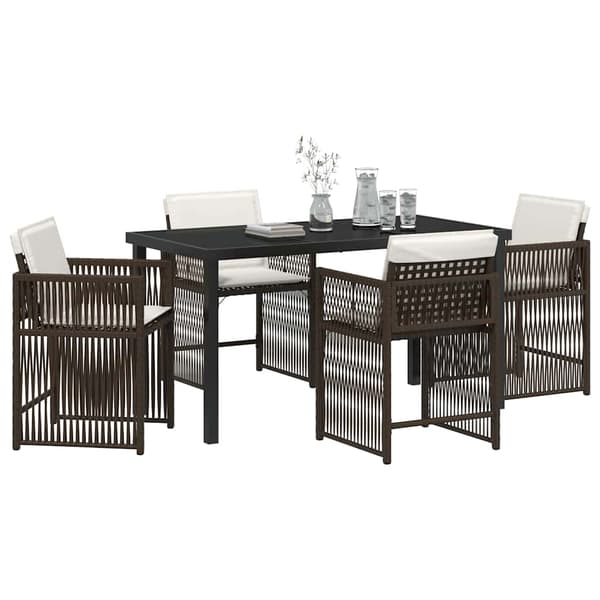 vidaXL Trädgårdsmöbelset 5 pcs Brun konstrotting