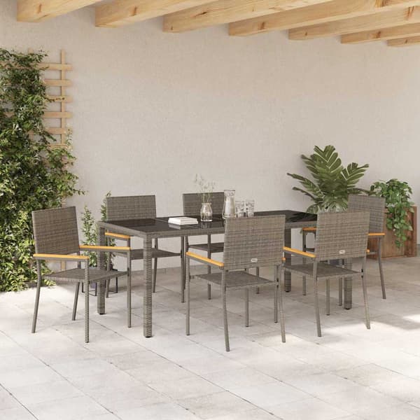 vidaXL Trädgårdsmöbelset 7 pcs Grå konstrotting