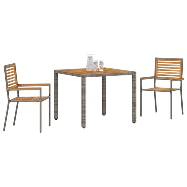 vidaXL Hage Spisegruppe 3 pcs Grå og Brun polyrotting