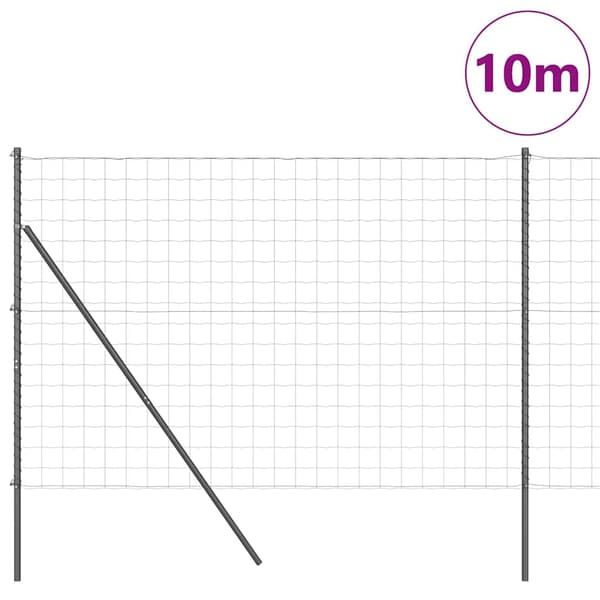 vidaXL Gjerde med stolpe Grå 1,5 x 10 m Stål