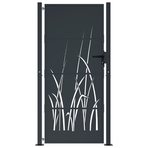 vidaXL Trädgårdsgrind antracit 100x175 cm stål gräsdesign