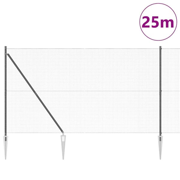 vidaXL Gjerde med innlegg. Grå 1.5 x 25 m Stål