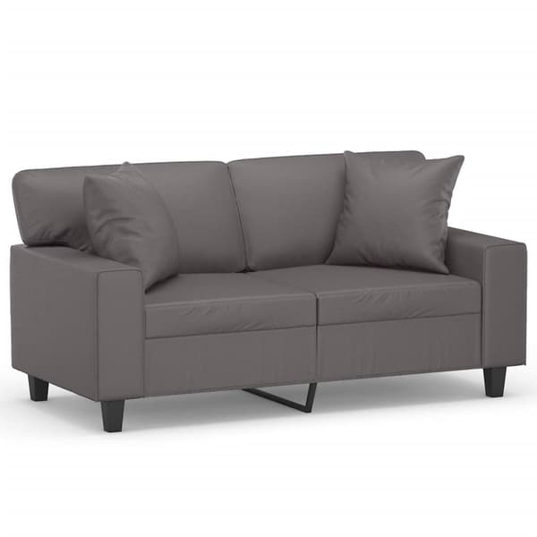 vidaXL 2-sits soffa med prydnadskuddar grå 120 cm konstläder