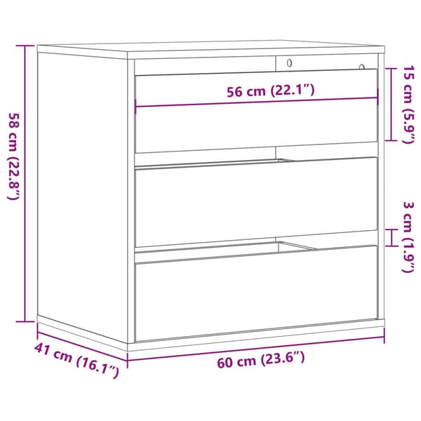 vidaXL Kommode betonggrå 60x41x58 cm konstruert tre