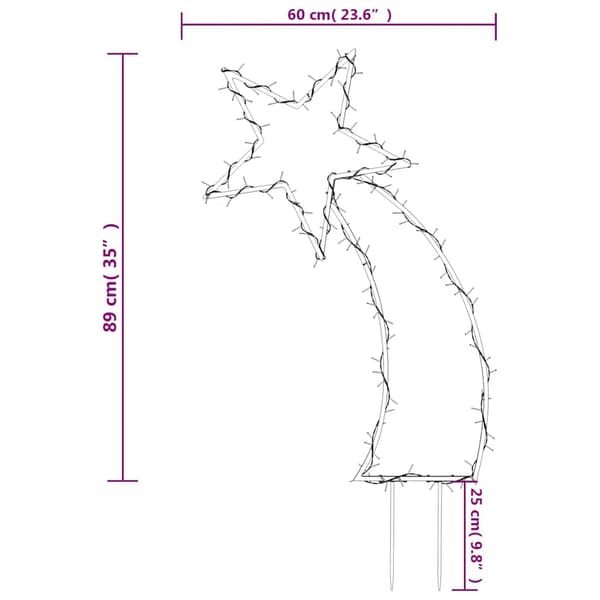 vidaXL Julelysdekorasjon med pigger meteor 115 LEDs 89 cm