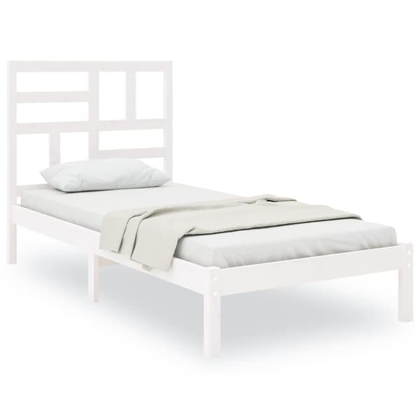 vidaXL Sengeramme hvit heltre 75x190 cm Small Single