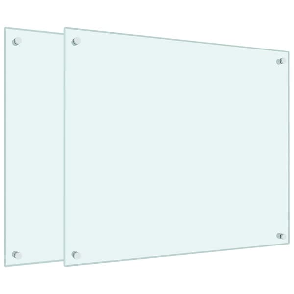 vidaXL Stänkskydd 2 st vit 70x60 cm härdat glas