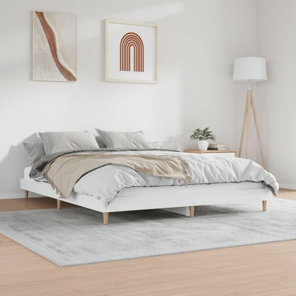 vidaXL Sängram vit högglans 200x200 cm konstruerad trä