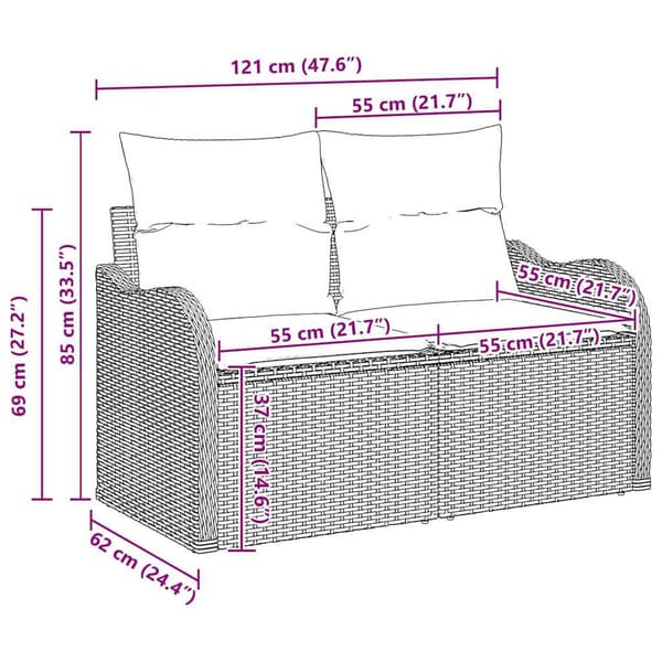 vidaXL Trädgårdsoffset Svart konstrotting