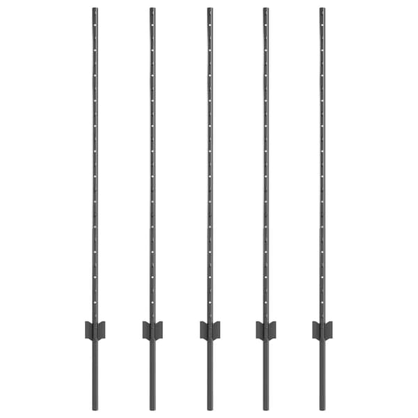 vidaXL Gjerdepåle 5 pcs Grå 120 cm Stål