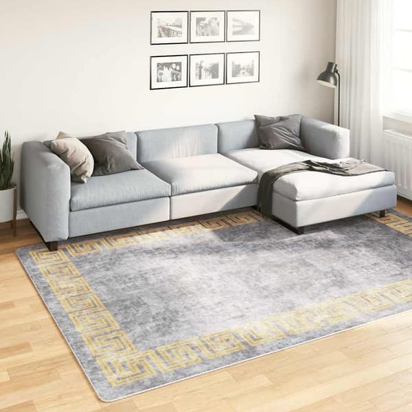 vidaXL Vaskbart teppe 190x300 cm grå sklisikker