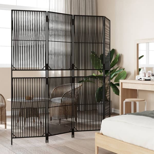 vidaXL Romdeler 4 paneler svart polyrotting