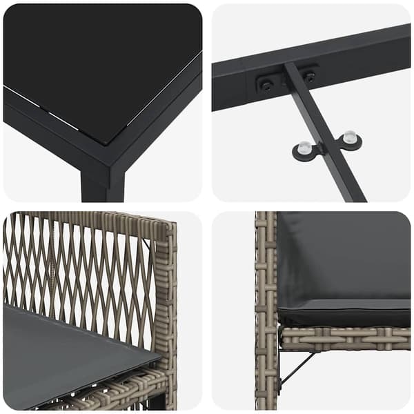 vidaXL Trädgårdsmöbelset 9 pcs Grå konstrotting