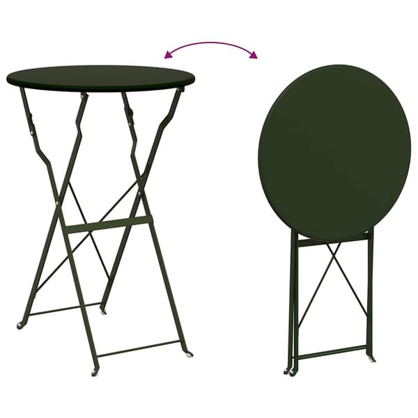 vidaXL Sammenleggbart Bistrosett 3 pcs Skog Stål