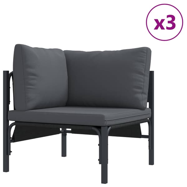 vidaXL Trädgårdsoffset med kudde 6 pcs Antracit Stål